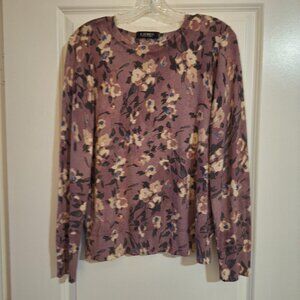 Lauren by RL Mauve Floral Lightweight Sweater